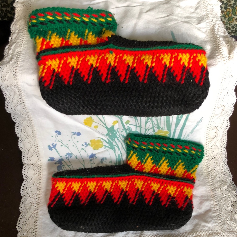 Vintage hand knit slippers